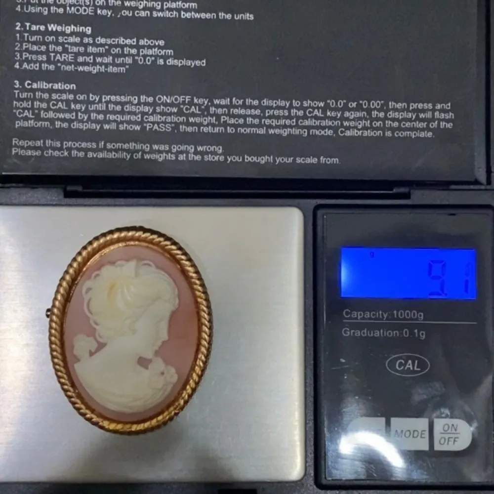 Vintage Unsigned Pink Lady Cameo Gold - Image 7