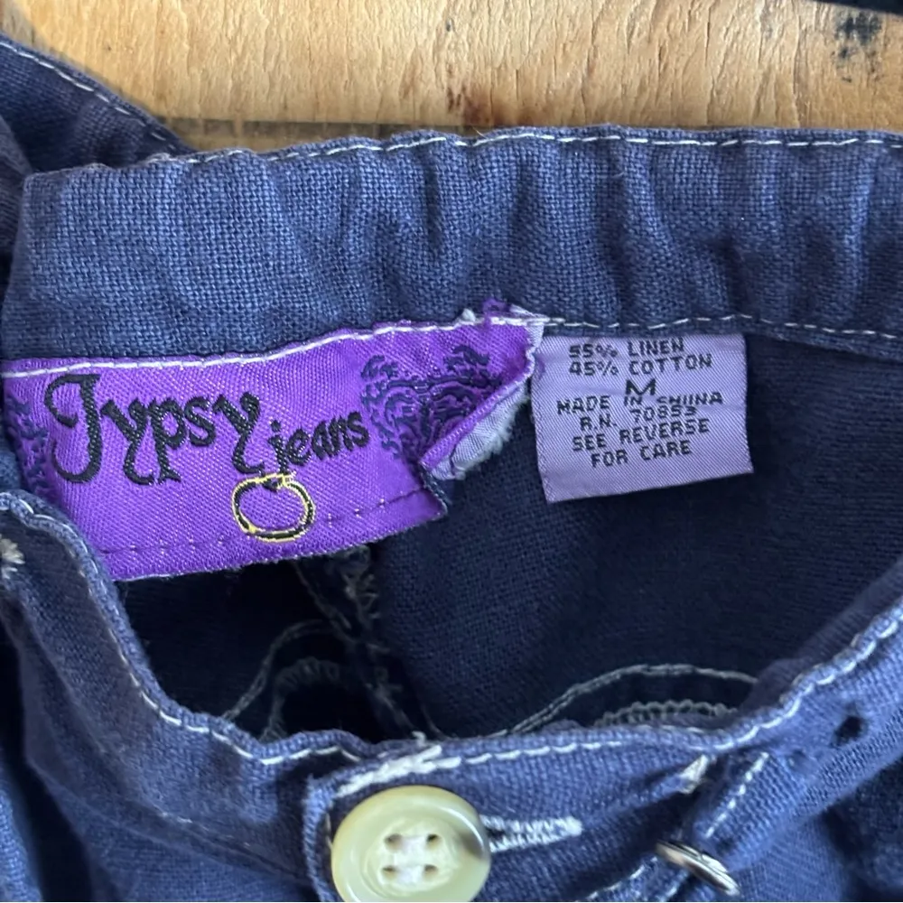 Vintage Jypsy Jeans Cotton Linen Blue Cargo Midi Skirt Sz M Size M - Image 7