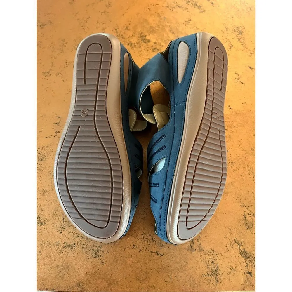 NEW Sandals Ankle Strap Comfortable Round Toe Shoes 9.5 Blue - Image 7