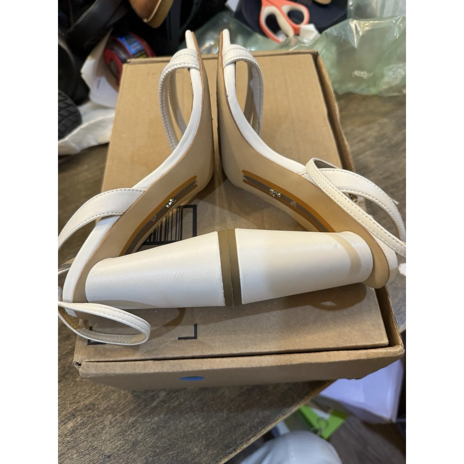 Sam Edelman Women's Kia Block Heel Sandal‎ Ivory Size 7.5 - Image 6