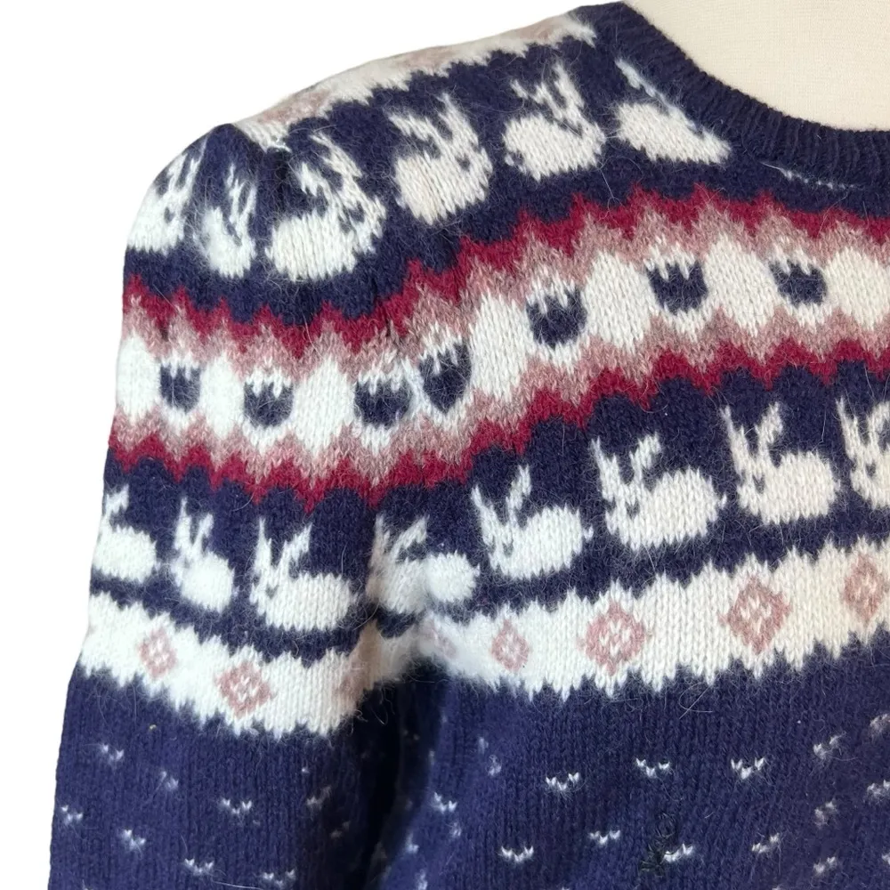 Vintage Susan Bristol Angora Rabbit Shetland Wool Fair Isle Knit Sweater - Image 4