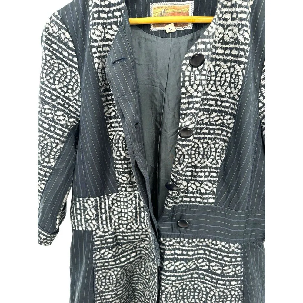 Burning Torch Jacket Dress Anthropologie Boho Western Pockets Button Down‎ Lined Size L - Image 4