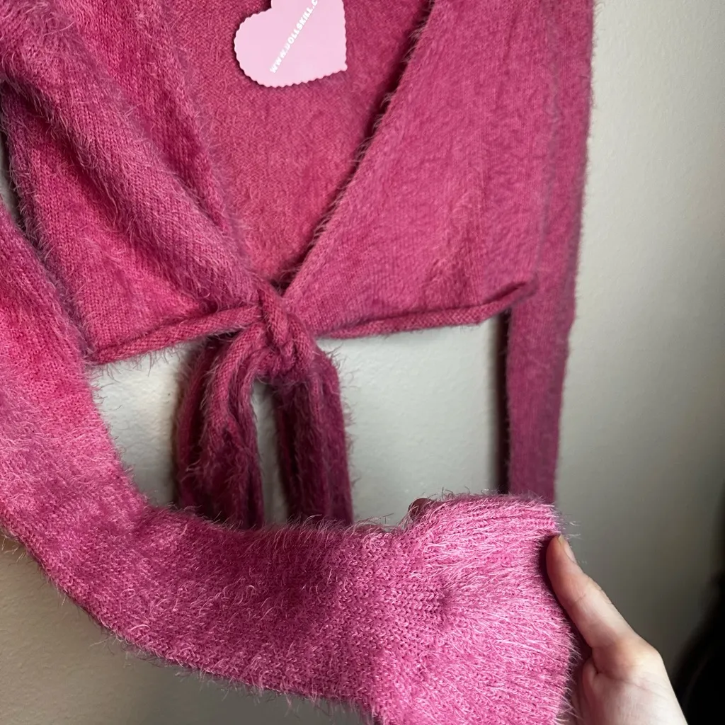 Sugar Thrillz Pink Fuzzy Tie - Image 3