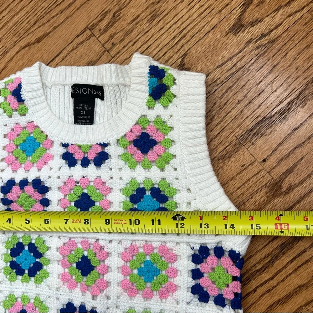 Design 365 | Chunky Rib Knit Sweater Vest Granny Square NWT Size XS Green - Image 10