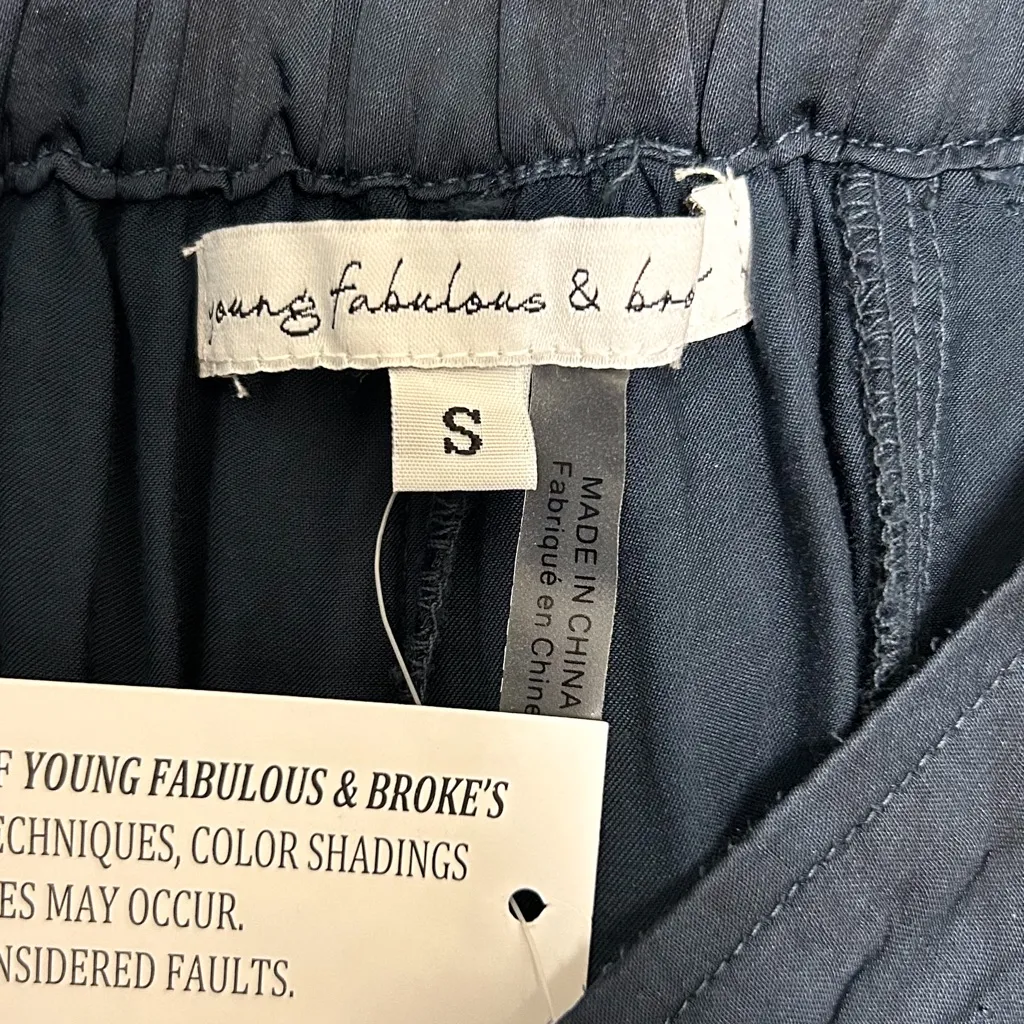 Young Fabulous Broke Navy White Tan Bronze Satin Tie Dye Joggers Pants Small NWT - Image 10