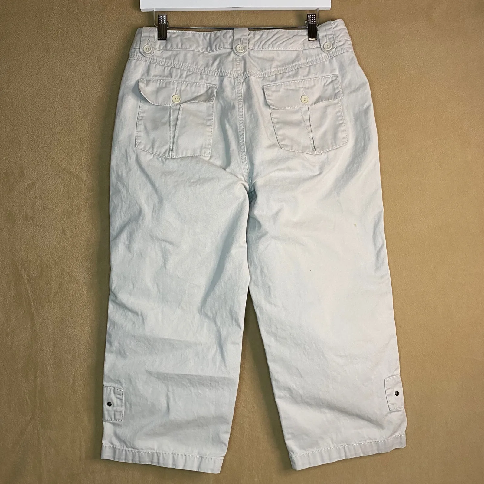 Jamaica Bay Women's Capri Pants Size‎ 10 Beige Cotton Blend Utility Style *FLAW Tan - Image 2