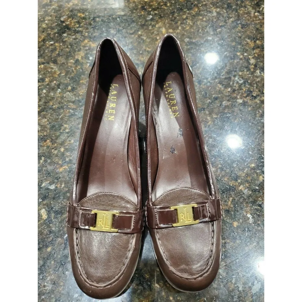 Lauren Ralph Lauren Women's Brown Leather Closed Toe Casual Flats Size US 9.5B - Image 4
