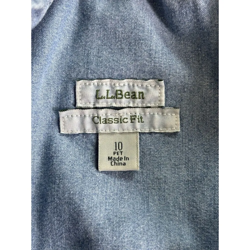 LL Bean Womens Sunwashed Canvas Cropped Pants Chambray 10 Petite Classic Fit Blue Size 10P - Image 5