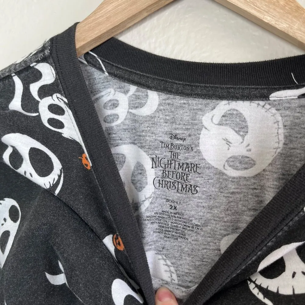 Disney The Nightmare Before Christmas Black Long Sleeve Top 2X Jack Skellington - Image 3