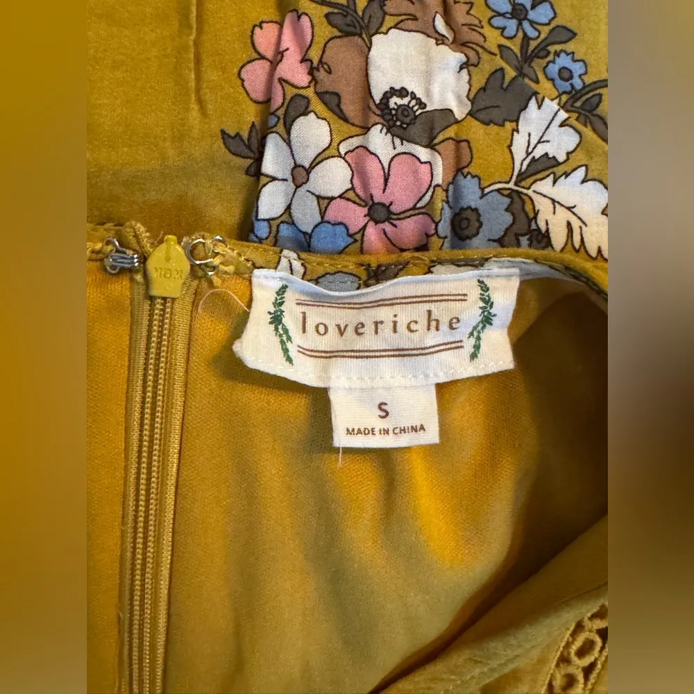 Loveriche Yellow and blue floral bell sleeve boho hippie dress​ EUC - Image 5