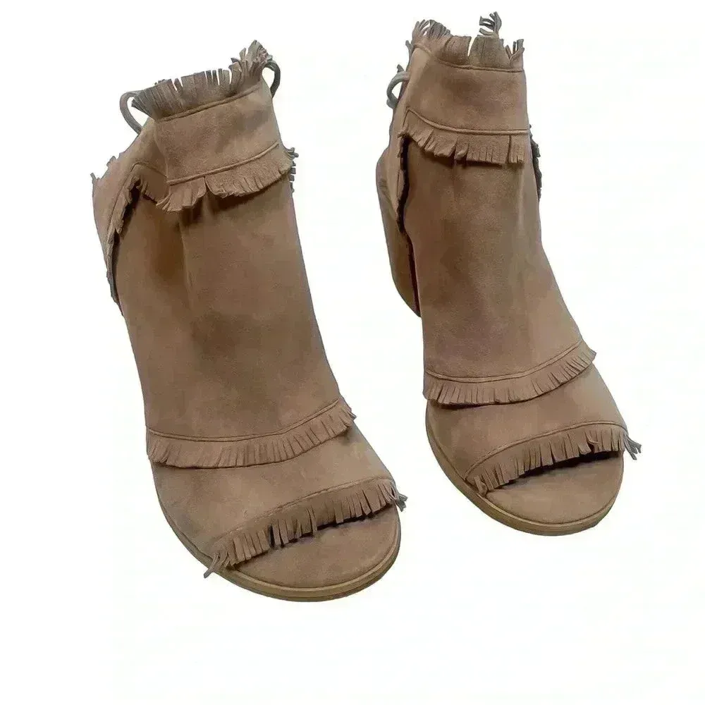 Silent D Tan Suede Fringe Western Ankle Boot Size 7 - Image 2