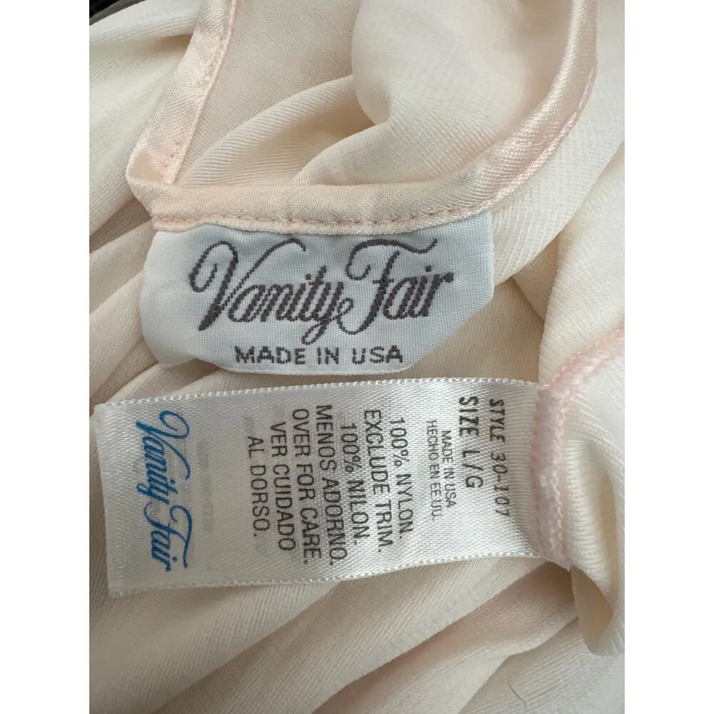Vintage Vanity Fair slip night gown made in USA peach with pink size large - Image 10