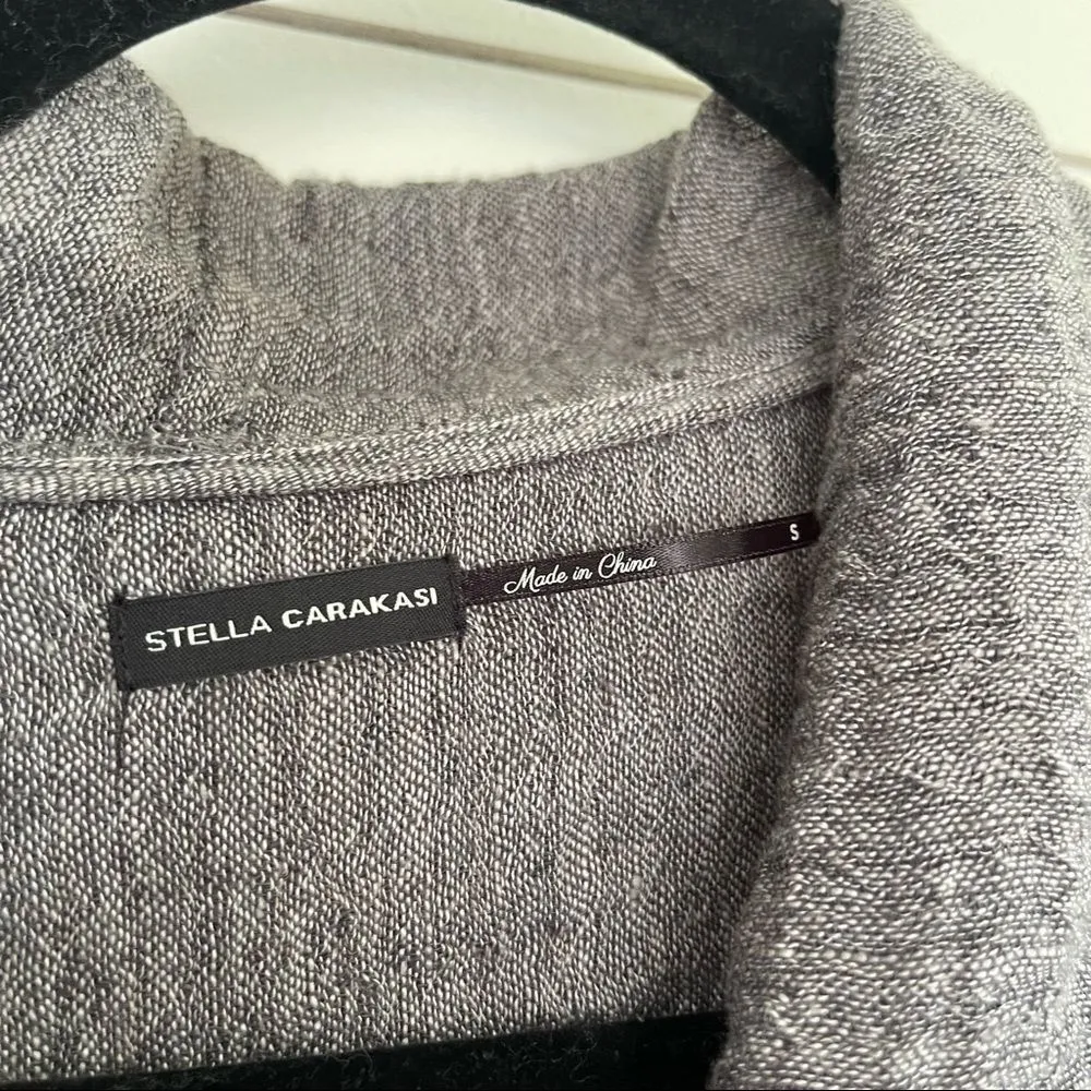 Stella Carakasi Women’s Small Hemp LagenLook Minimalist Button Jacket Artsy Art Gray - Image 3