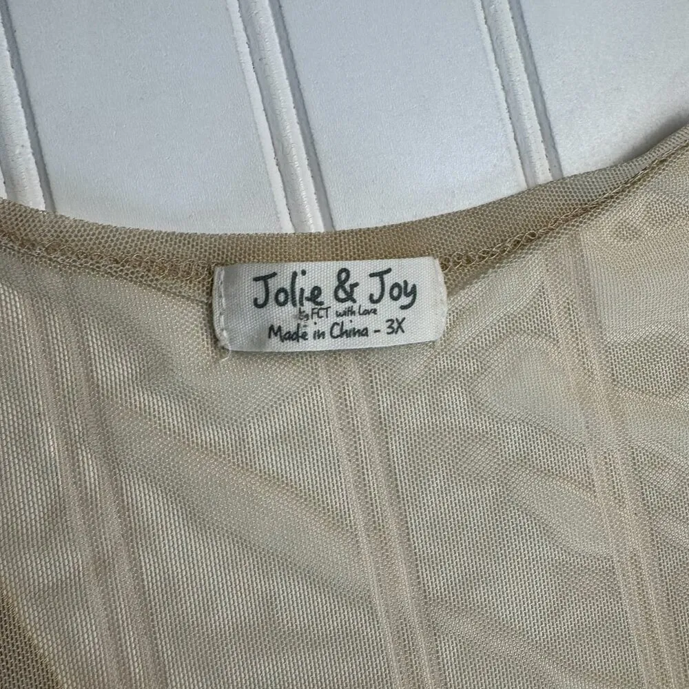 Jolie & Joy Ivory Mesh Long Sleeve Open Front Duster M4 Size 3X - Image 2