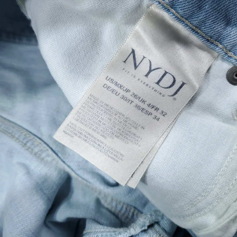 NYDJ Charlotte Relaxed Straight Leg Jeans Light Wash Blue Ripped Size 26 - Image 8