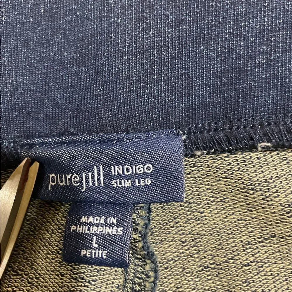 J.Jill Women's Slim-Leg Knit Jeans Blue Large Petite Soft Stretch Fabric - Image 6