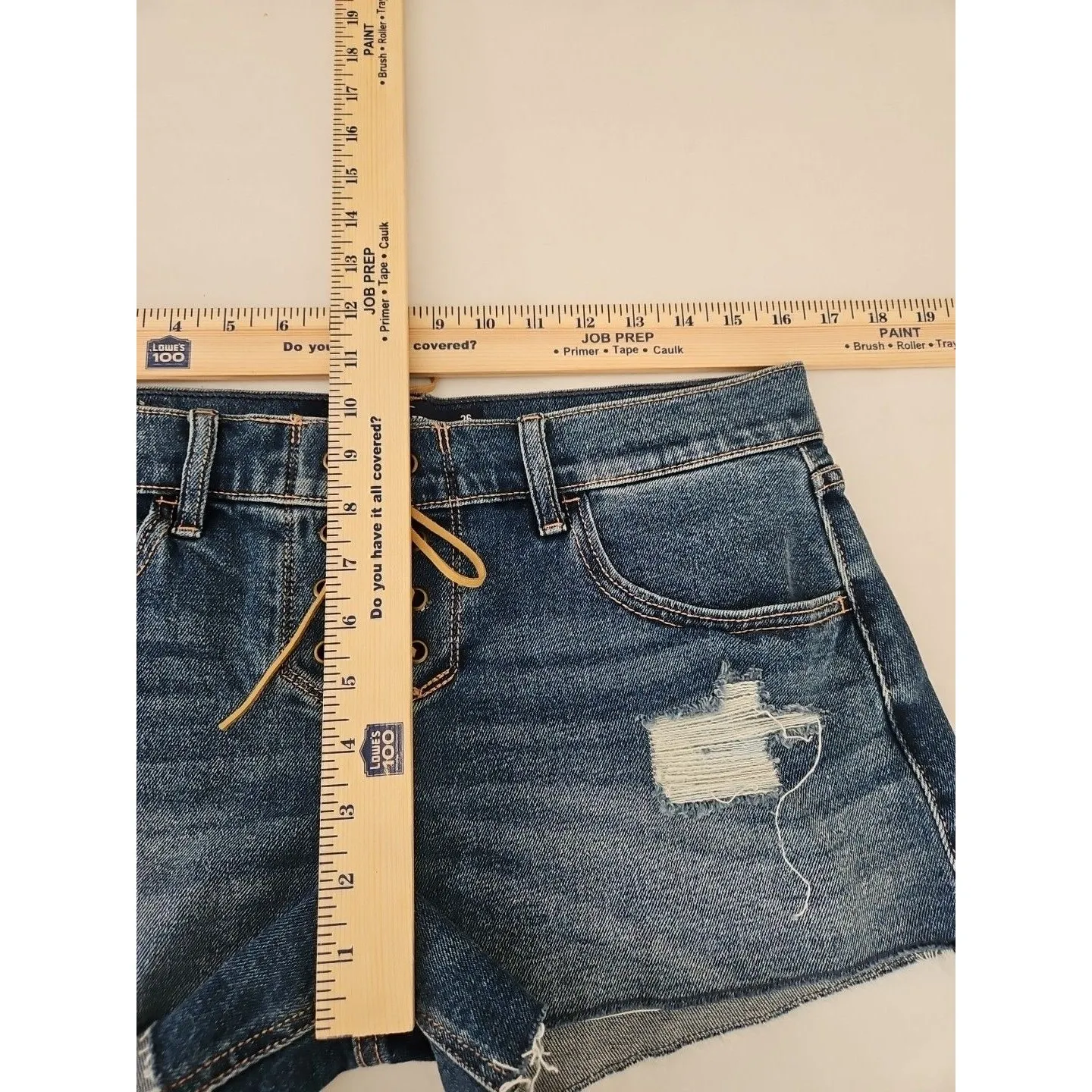 Hollister Vintage Baggy Shorts Women's Size 26 Blue Low rise Distressed Cut Off - Image 8