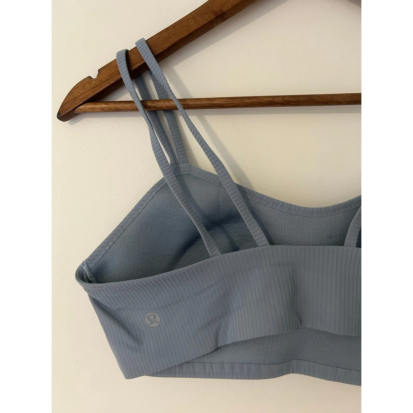 Lululemon Like a Cloud Ribbed Longline Sports Bra Light Support Steel Blue L - Image 4