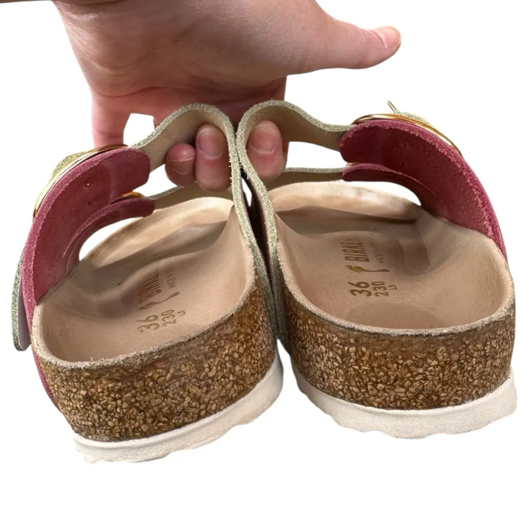 Birkenstock Pink Sandals with Gold Buckles - Image 8