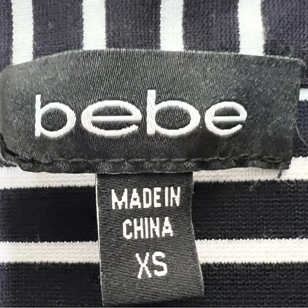 Bebe Black & White Striped Bustier Zip Up Front Tank Top Blouse Size XS - Image 6