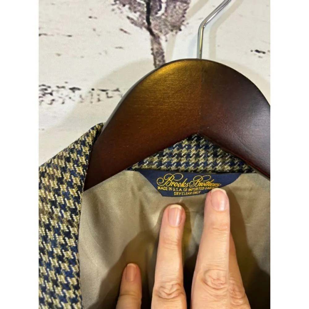 Men's Brooks Brothers Blazer, Brown & Blue Plaid, Size 42R - Image 6