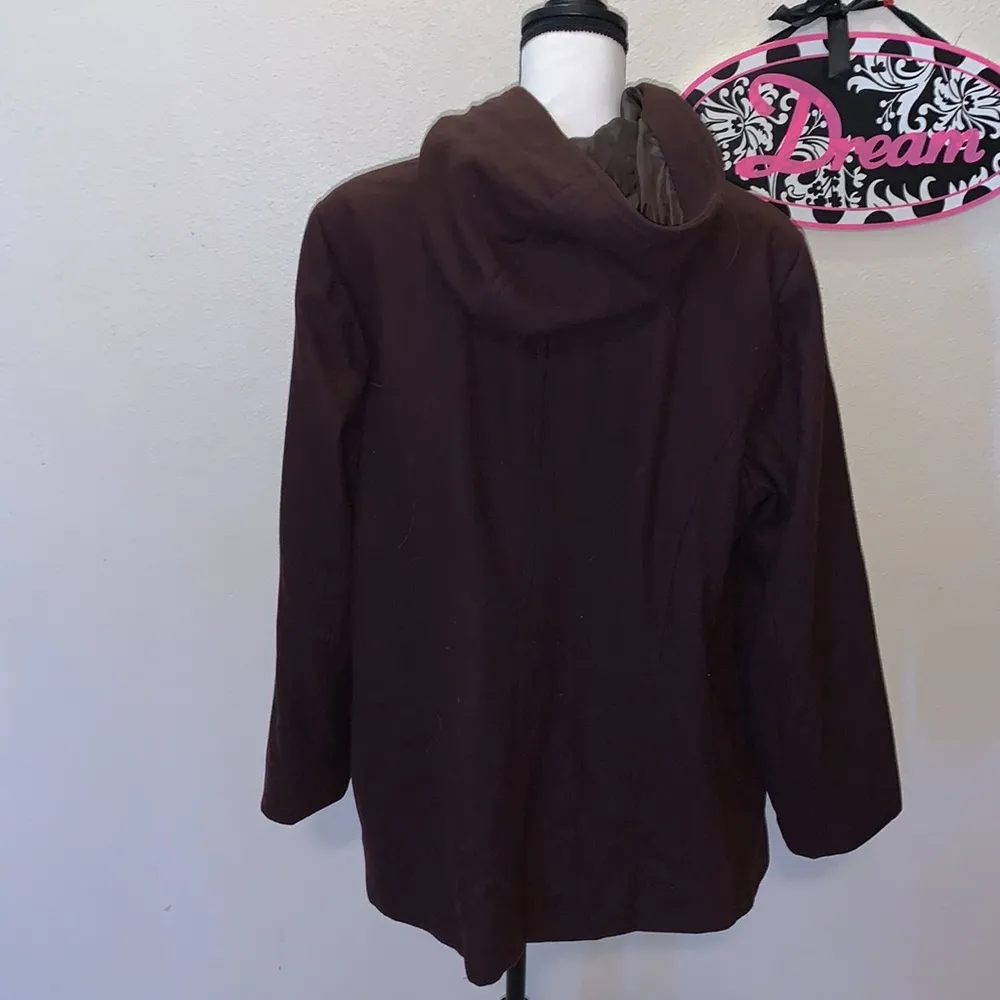 White Stag  brown wool blend winter zip up peacoat - Image 6