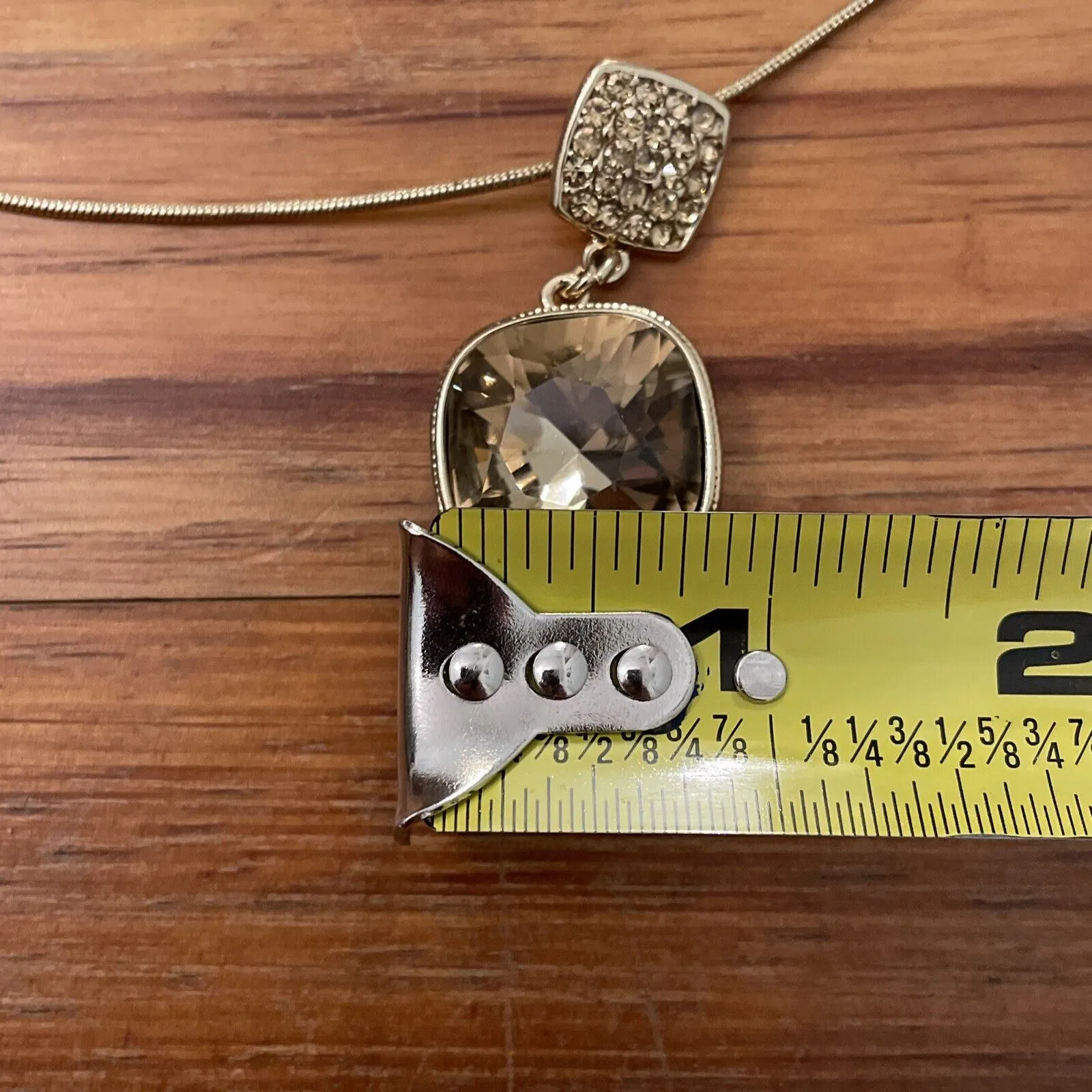 Monet Gold Tone Metal Snake Chain Necklace with Crystal pendant NEW - Image 6