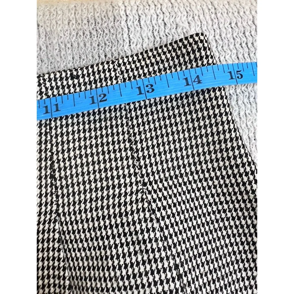 Cathy Hardwick Women's Vintage Houndstooth‎ Midi Pencil Skirt Rayon Size 10 USA Black - Image 6