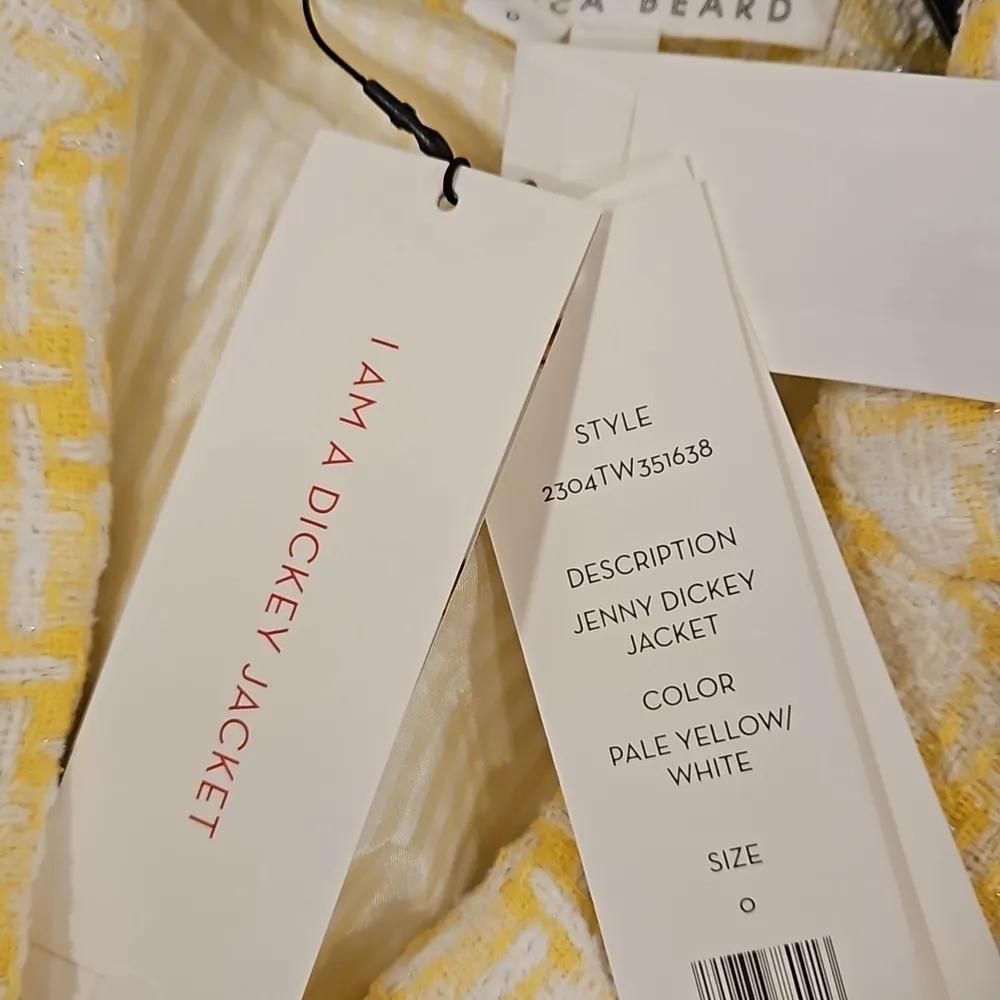 đź’•VERONICA BEARDđź’• Jenny Tweed Dickey Jacket ~ Pale Yellow White 0 NWT - Image 15