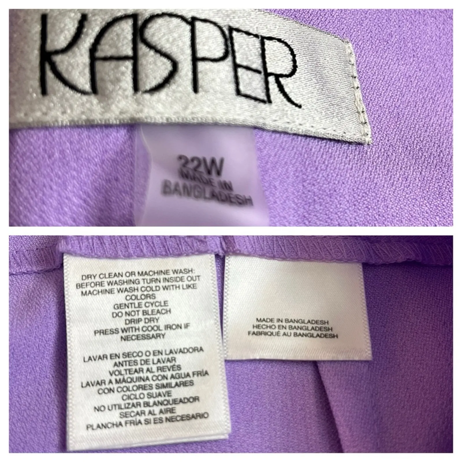 Kasper New Dress Pants Straight Leg Flat Front Lavendar Women’s Plus Size 22W - Image 9