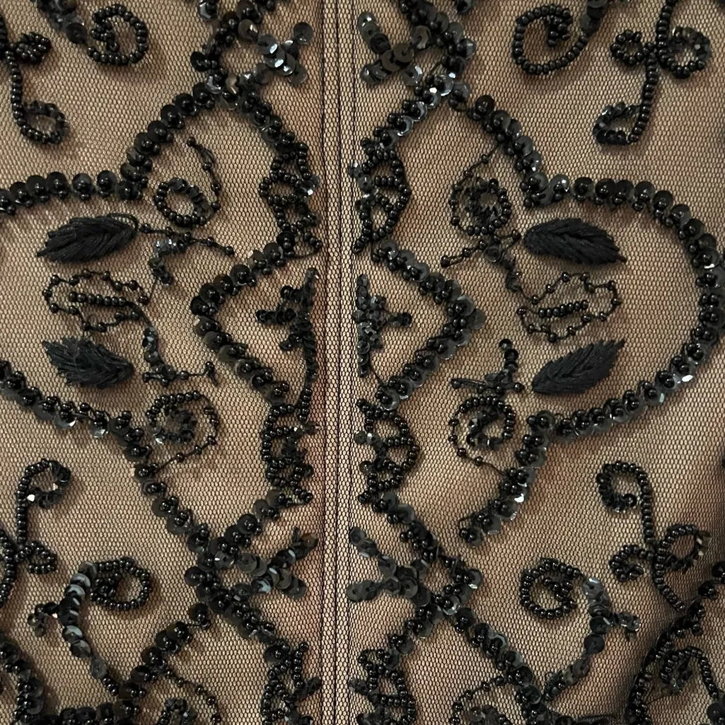 Tadashi Petite Collection Black Silk Beaded Party Formal Midi‎ Dress Size 2P - Image 11