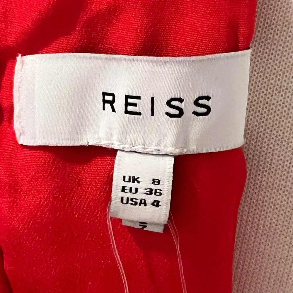 REISS Sophia Red Lace Overlay Cocktail Dress Sleeveless High Neck Size 4 - Image 10