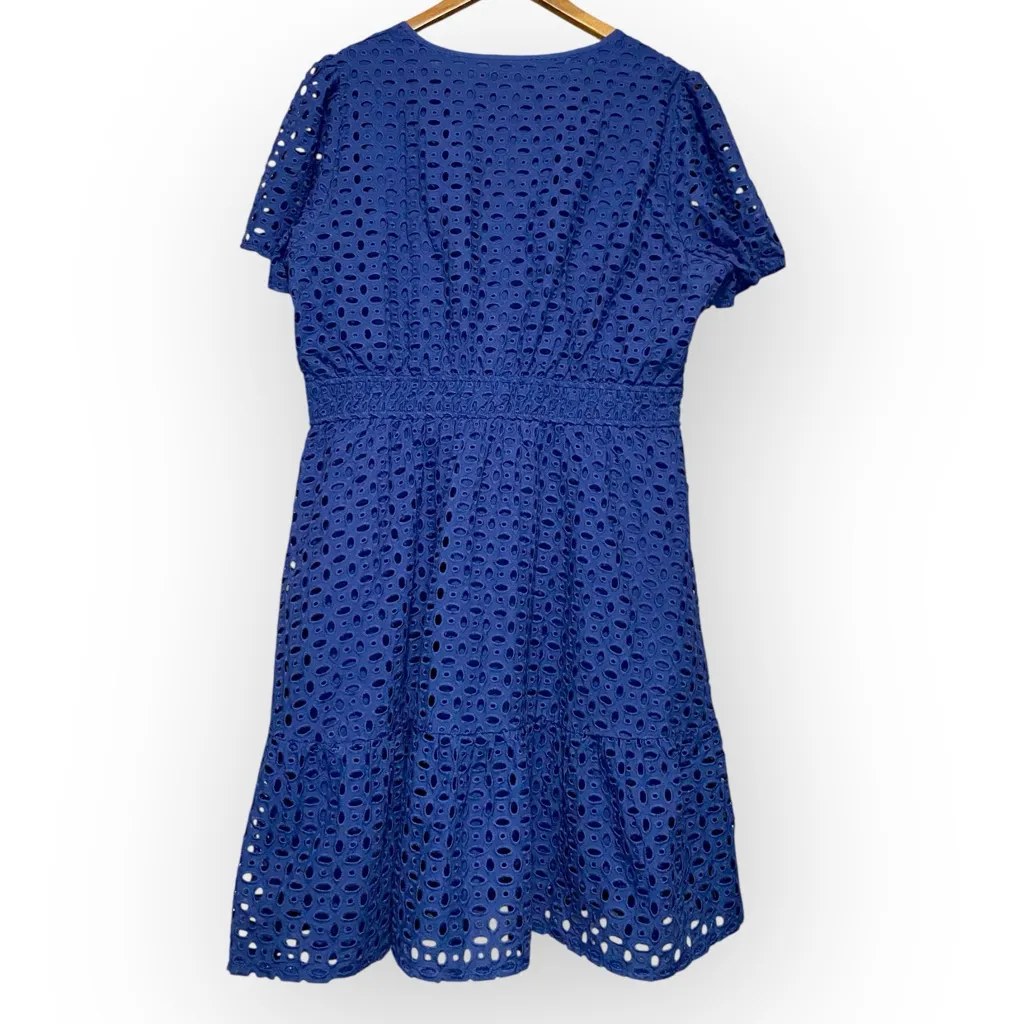 PrettyGarden Blue Eyelet Dress Women’s Size XL NWT Short Sleeve Midi - Image 3