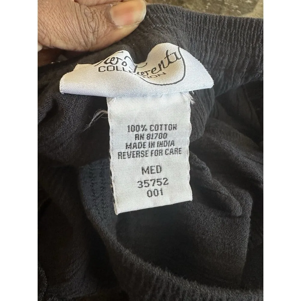 Two Twenty Collection Tiered Midi Skirt Fairy Pull On A Line Size M 100% Cotton Black Size M - Image 3