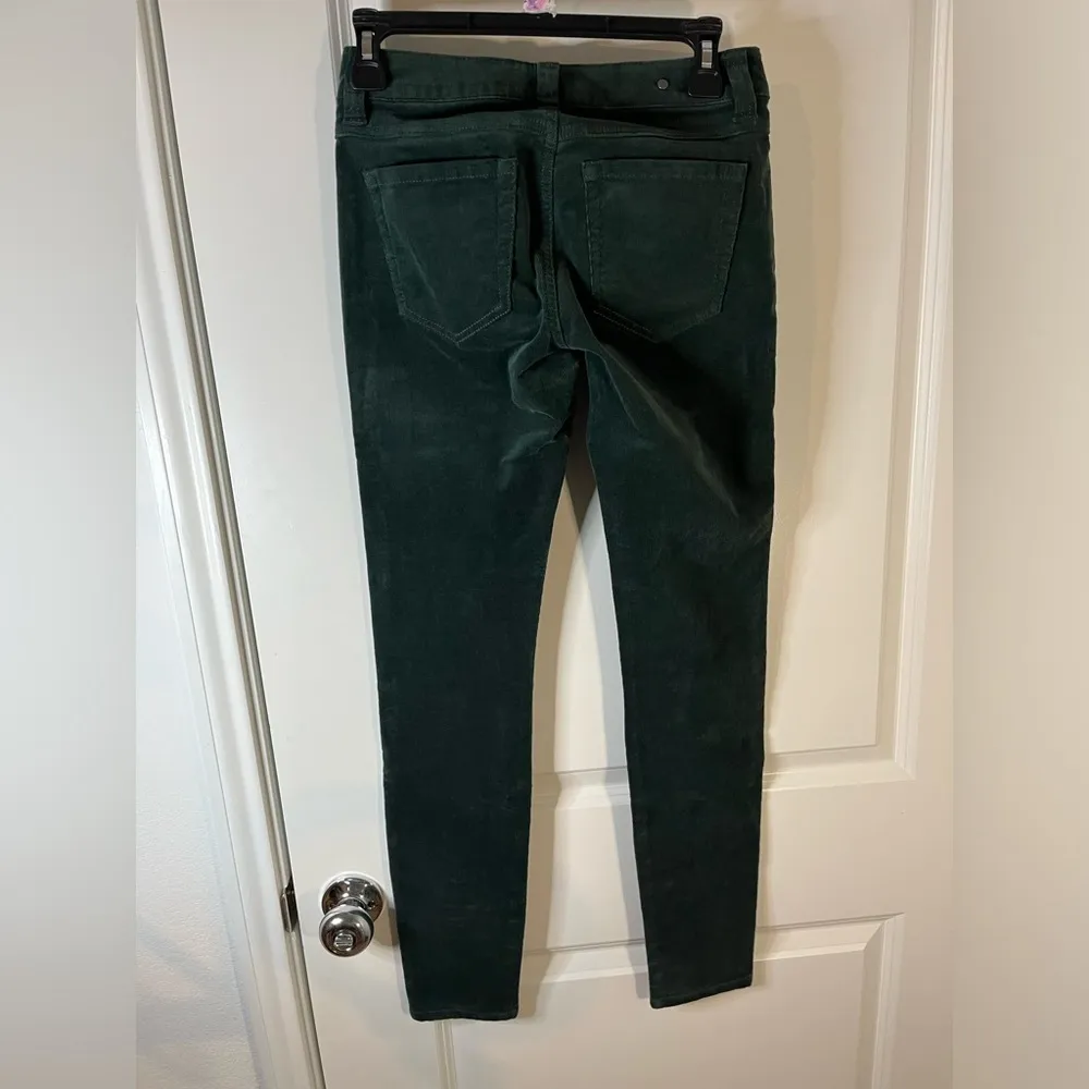 Cabi Soft Ribbed Corduroy Velvet Emerald Green Textured Fitted Skinny Jeans Sz 0 - Image 4