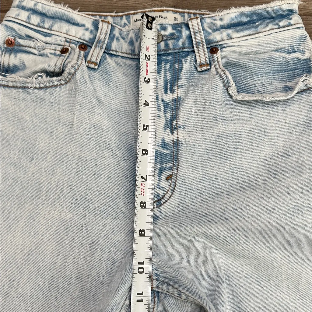 Abercrombie & Fitch The Mom High Rise Crop Stretch Blue Ankle Jeans Size 25 - Image 10