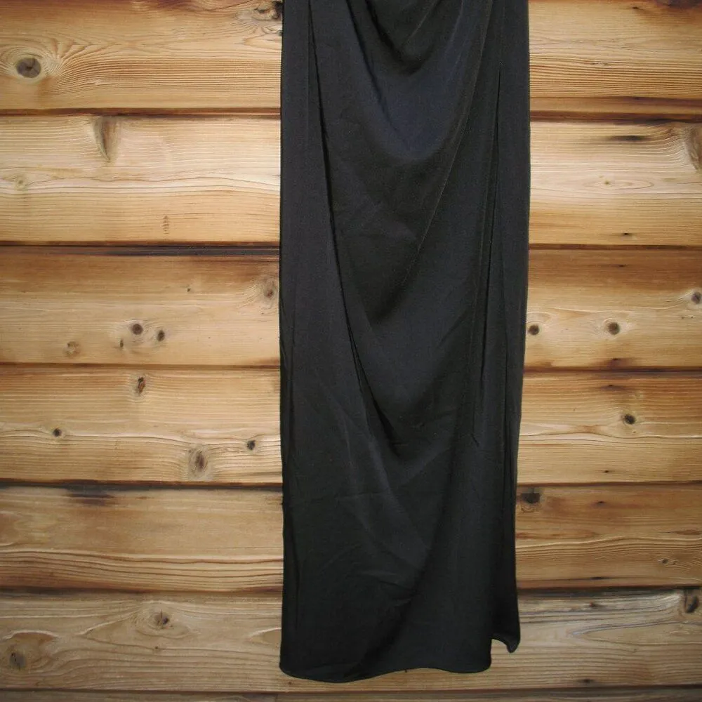 MAC DUGGAL 68456 Black One Shoulder Feather Trim Gown Dress - Image 9