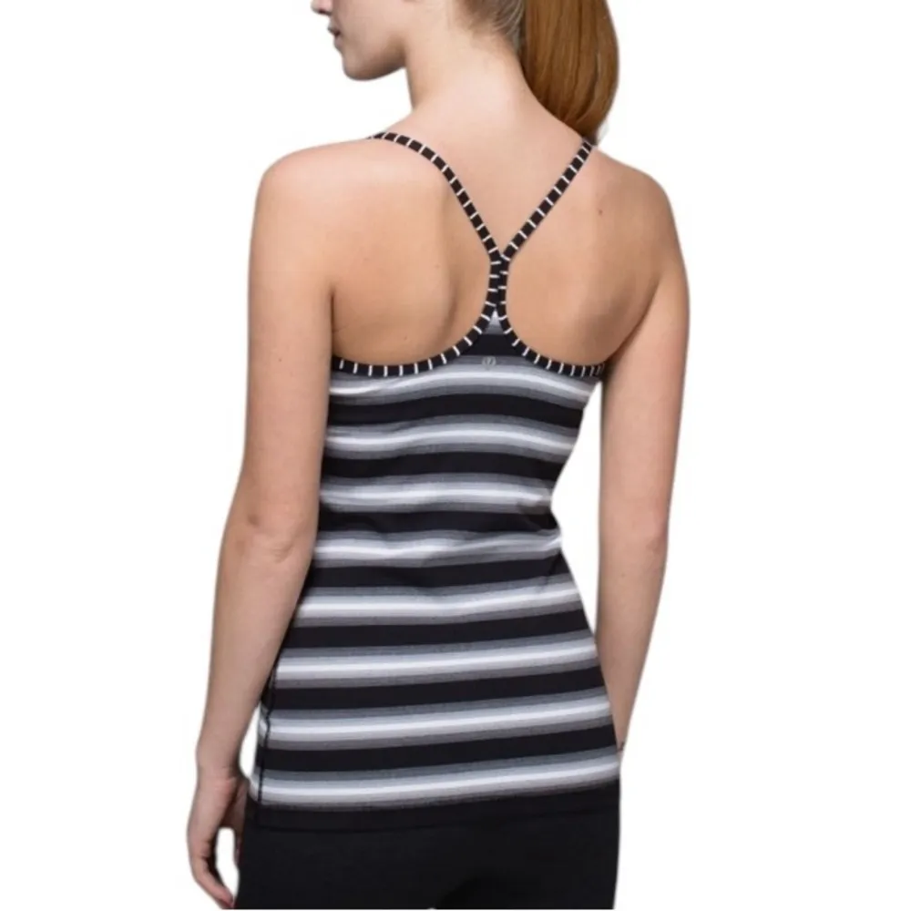 Lululemon Power Y Tank Luon Capilano Stripe Black White Size 4 - Image 2