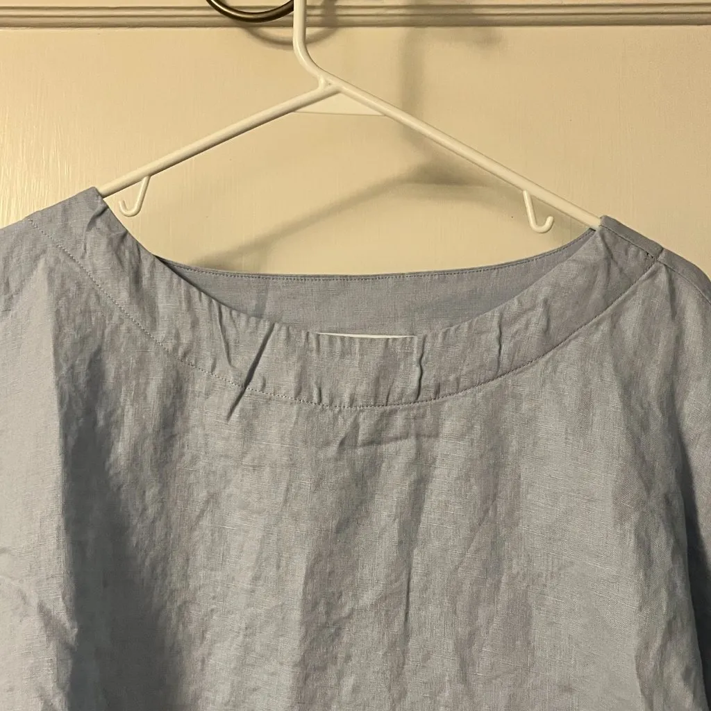 J Jill pure jill 100% linen light blue boxy blouse size medium lagenlook minimal - Image 4
