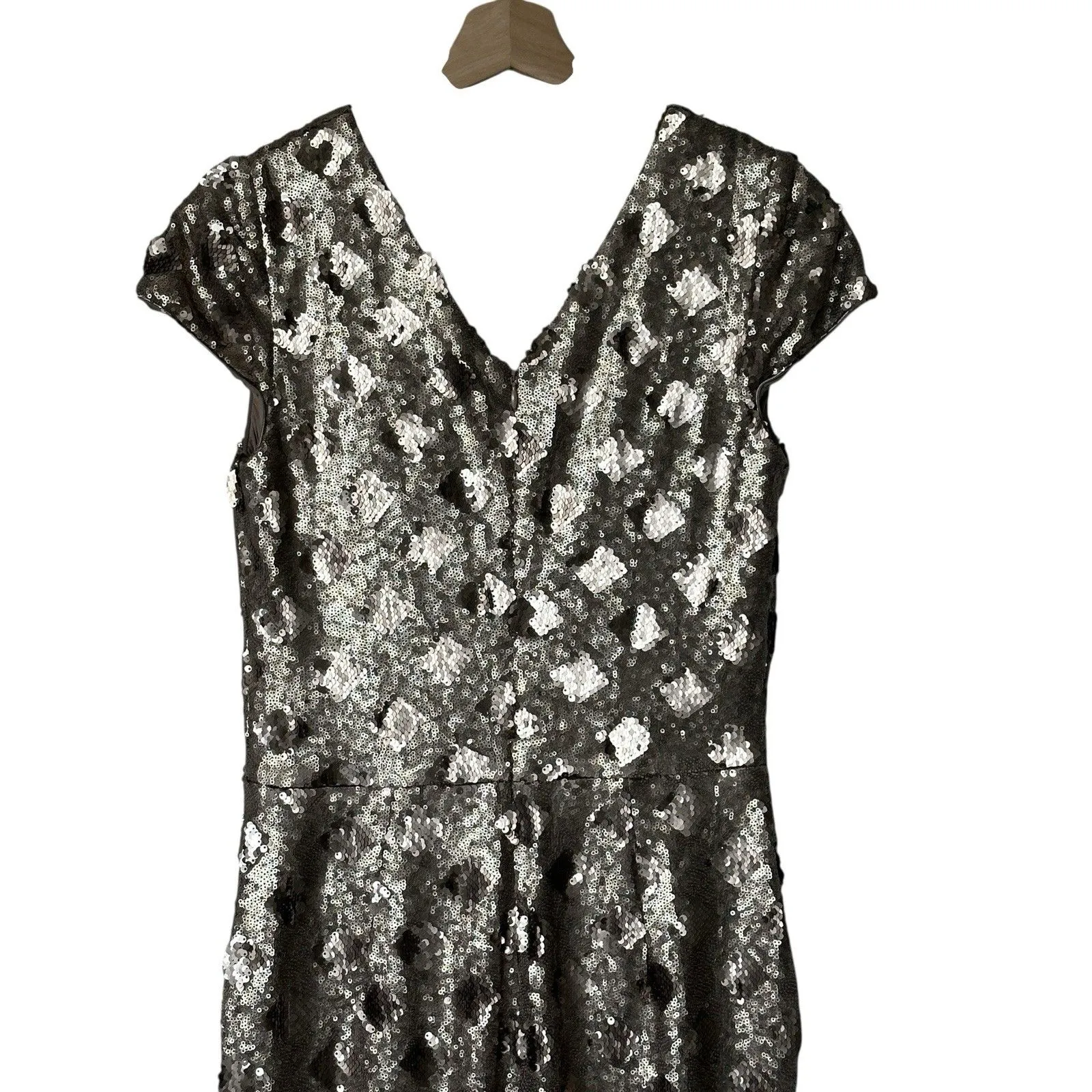 Dress The Population Lina Cap Sleeve Gold Sequin Gown Maxi Dress Feminine L - Image 8