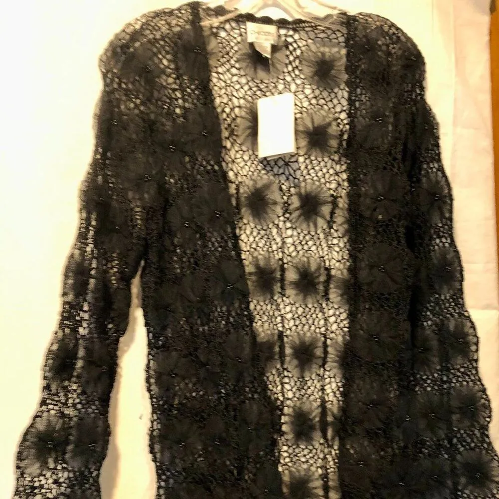 CHICO'S Chicos Mesh Bead Crochet Top New Cardigan Peek A Boo Jacket $148 NWT - Image 4