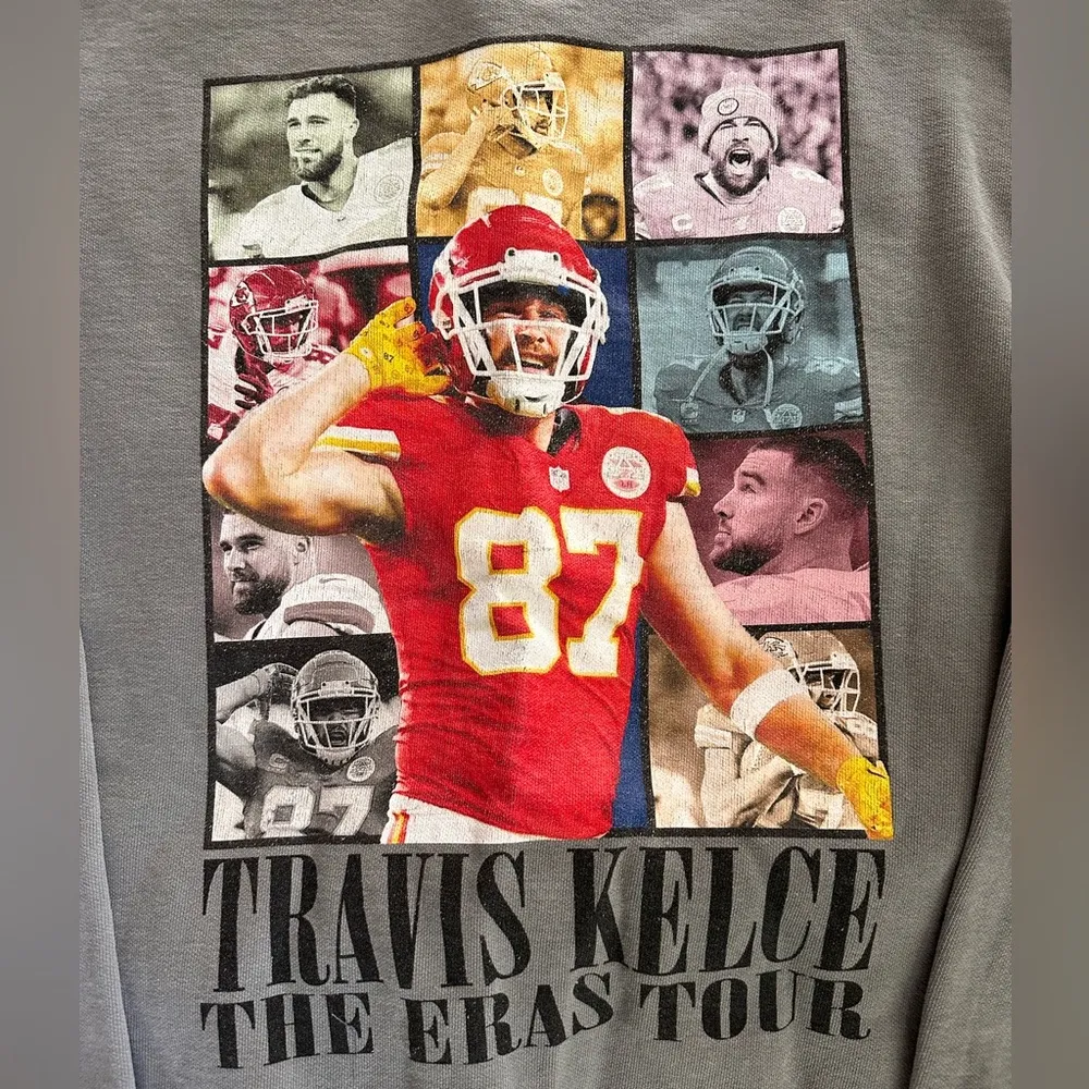 Comfort Colors Travis Kelce The Eras Tour Gray Sweatshirt Crewneck Large - Image 3