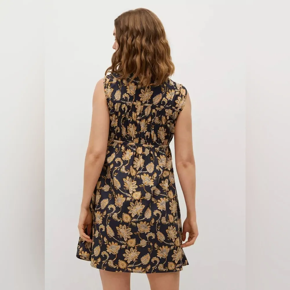 Mango Cotton Mini Dress Floral Sleeveless size 2 - Image 2