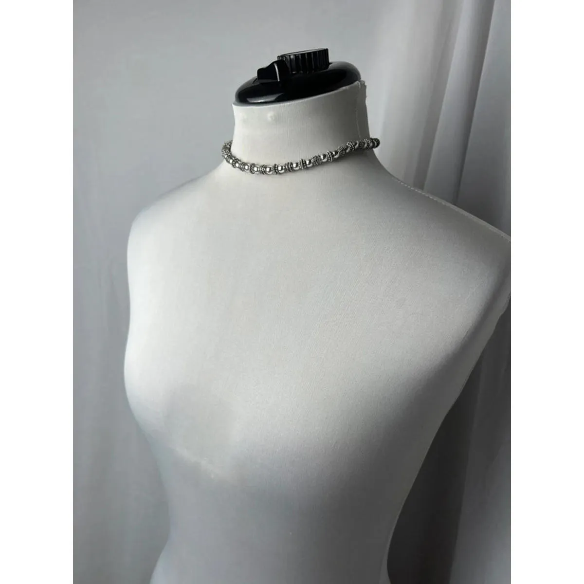 vintage silver beaded necklace - Image 4