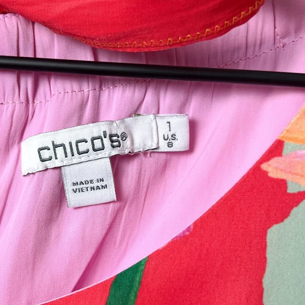 Chico's tie back foliage palm print trapeze midi dress vacation summer resort - Image 5