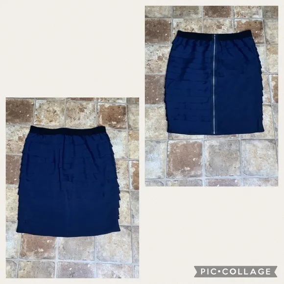 BCBGMAXAZRIA Royal Blue Pleats Zip Back Elastic Waist Retro Mini Skirt Small - Image 3