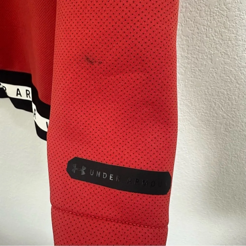 UNDER ARMOUR Women's Move Loose Fit Mock Top Radio Red Size XL Layered Logo - Image 9