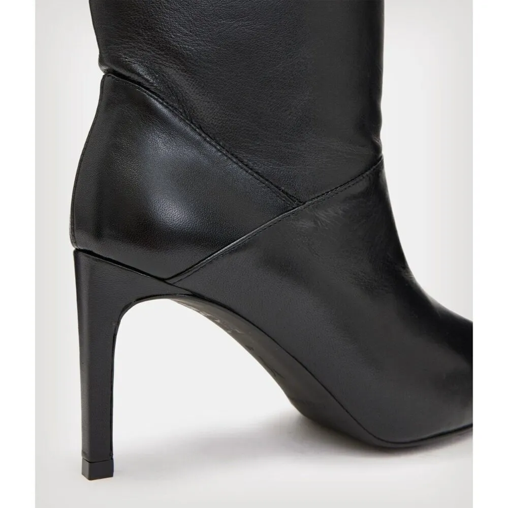 Allsaints Orlana Pointed Toe High Heel Slouch Boots in Black 6 with Box Womens - Image 7