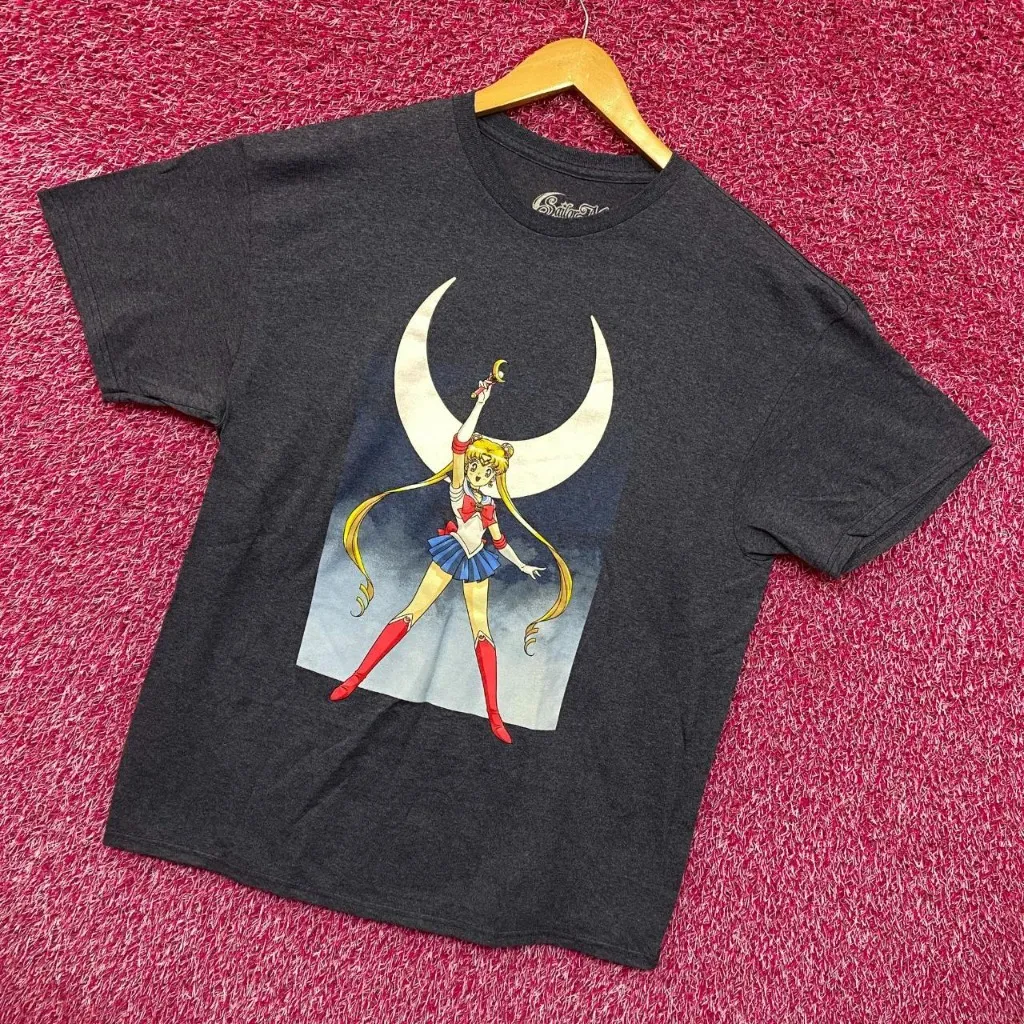 Sailor Moon Crescent Moon Wand Pretty Guardian Anime Tee Large - Image 3