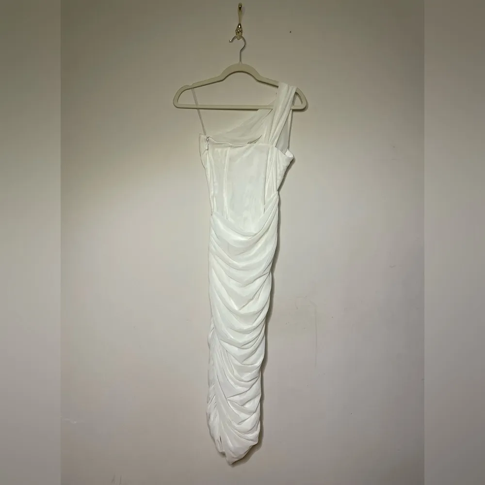 House of Cb Valentina Ivory Asymmetric Cutout Midi Dress - Image 12